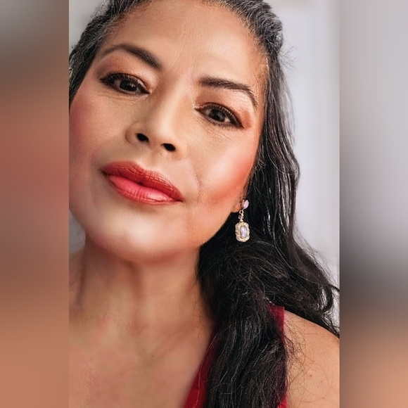 Victorian Lavender Opalite Milky & Swarovski Matte Lavender Crystal Earrings - Picture 6 of 6